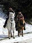 Ausritt zu Pferde im Winter